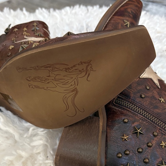 Myra Bag Brown Leather Heeled Boots with Silver Stars~ GORGEOUS! Brand new - Picture 12 of 12